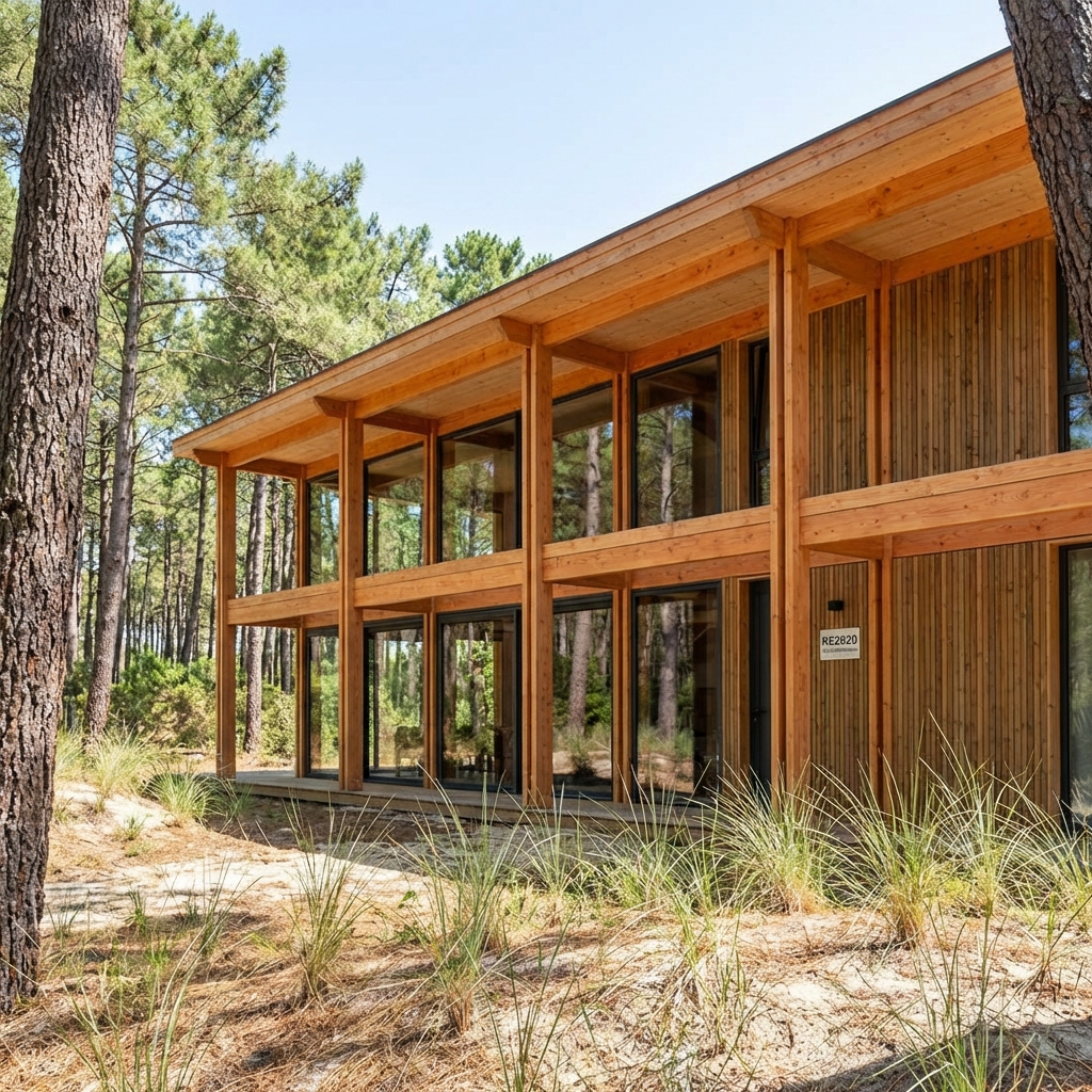 Maison ossature bois contemporaine dans les Landes
